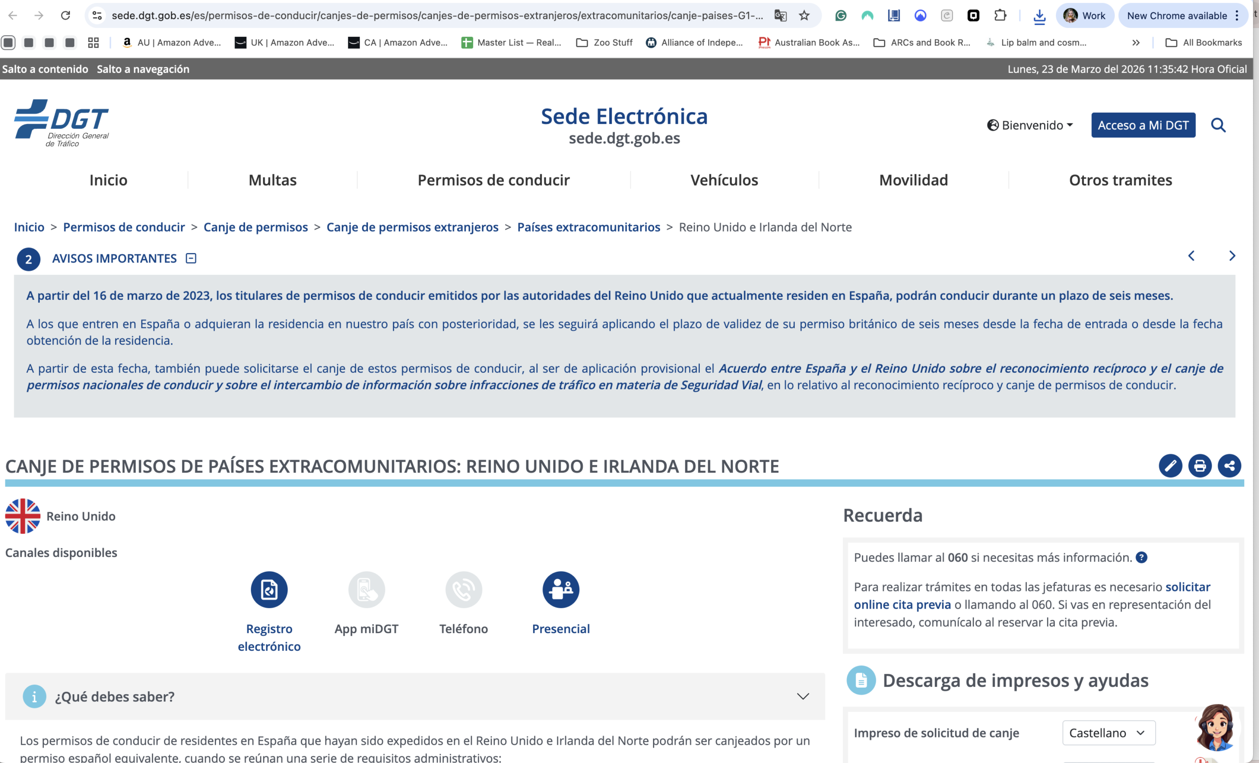 exchanging uk drivers license in spain