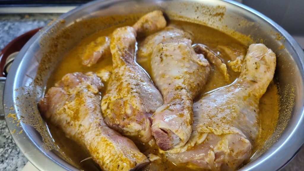 marinading with salmorejo sauce